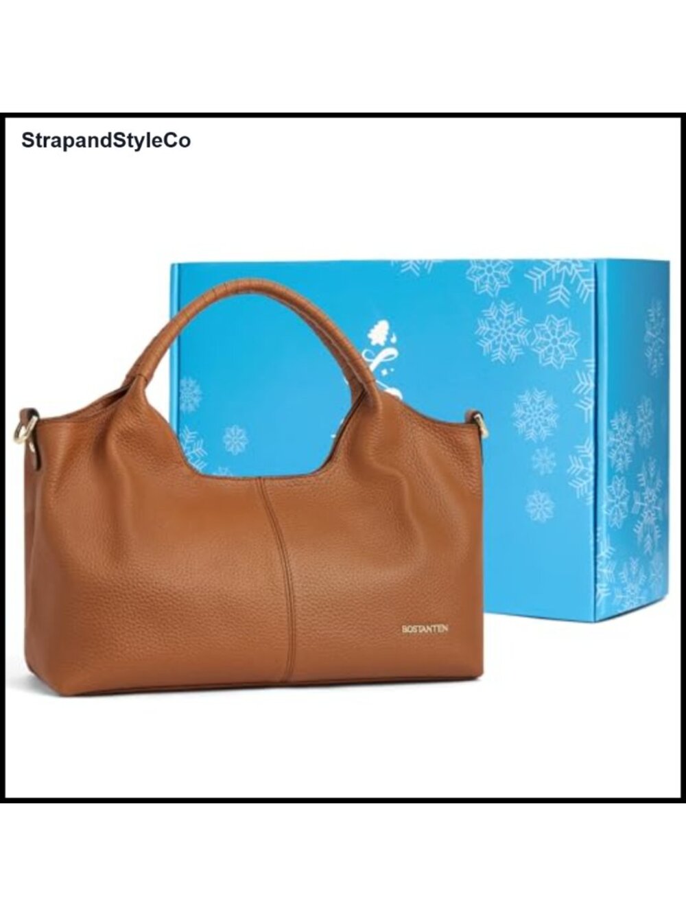 Genuine Leather Satchel Handbag with Adjustable Strap and Top Handle